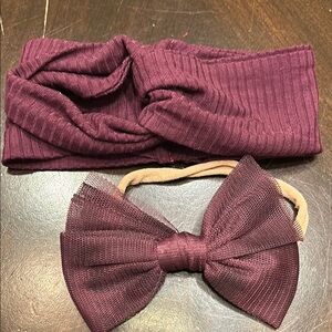 Burgundy Headband and Bow Set